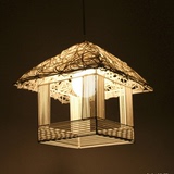 藤艺吊灯餐厅灯具时尚个性小房子藤编织吊灯客厅过道卧室创意灯具
