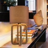 北欧布艺美式复古麻绳创意个性台灯田园客厅卧室床头灯