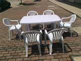 大号6人塑料长方桌，配套组合白色加厚塑料桌椅，1米4超大桌子