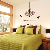 欧式风格吊灯贴纸卧室床头背景墙贴画大型墙纸防水镂空图案贴花贴