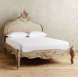 美式新古典卧室家具定制 欧式法式实木双人床雕花床金白色 Y1100