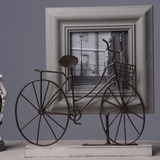 法式乡村风复古做旧实木相框铁艺怀旧锈迹单车自行车造型相框