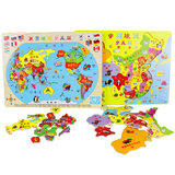 木制儿童中国世界地图拼图 1-2-3-7岁以上宝宝益智早教玩具