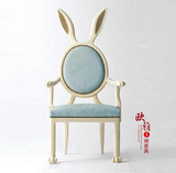 欧式个性餐椅 地中海兔耳朵休闲椅 美式书椅餐厅椅别墅样板房家具