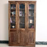 香樟木书柜欧式 定做实木带门三门书架组合玻璃门文件书橱可定制