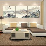中式山水风景客厅装饰画 沙发背景墙三联画 玄关走廊国画冰晶挂画
