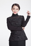 特加大码韩版时尚气质中长款蕾丝打底衫长袖女显瘦钉珠上衣加绒