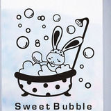 可移除墙贴兔子洗澡泡泡儿童卡通浴室卫生间防水墙壁瓷砖玻璃贴纸