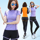 韩国同款女秋冬速干防走光假两件瑜伽长裤健身运动跑步紧身裤
