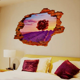 仿真3d立体风景画纸客厅房间墙上卧室装饰品创意背景墙壁贴画