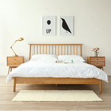 北欧日式MUJI创意风格卧室家具全纯实木床 1.5 1.8米双人床橡木床