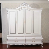 欧式衣柜实木卧室四门衣柜木质整体法式白色板式衣柜新古典衣柜