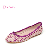 Daphne/达芙妮15年春季女鞋 低跟圆头甜美镂空编织单鞋1015101041