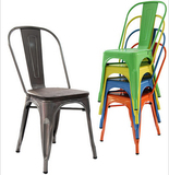 餐椅靠背椅欧式铁皮椅子金属户外烤漆单人凳椅铁艺复古工业铁椅