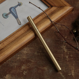 磨砂圆柱黄铜笔　纯手工纯铜制品金属复古纯铜笔个性签字笔中性笔