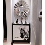 黑白色后现代简约时尚彩绘斑马客厅创意艺术玄关柜鞋柜展示装饰柜