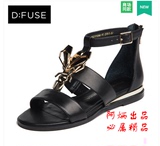 DFUSE迪芙斯专柜正品2016夏季新款低跟金属装饰凉鞋女DF62111046