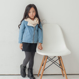 2014秋冬新款儿童童装女童韩版羊羔绒加厚时尚翻领牛仔衣外套夹克
