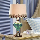 地中海简欧式床头灯卧室台灯现代简约蓝色玻璃田园台灯创意时尚
