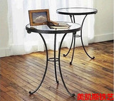 欧式简约创意铁艺小圆玻璃桌咖啡桌钢化玻璃茶几现代家居圆玻璃桌
