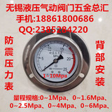 耐震压力表0~1Mpa/2.5/60公斤轴向带边充油压YN60表面背部安装