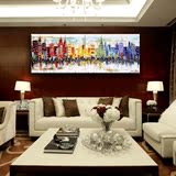 现代客厅装饰创意抽象城市风景油画 纯手绘油画 简约无框画