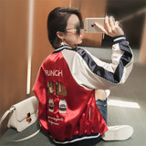 2016春秋装新款女装韩国潮范刺绣薄长袖棒球服运动外套上衣W8214