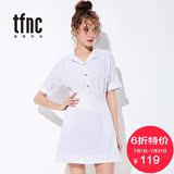 TFNC16太后黑白条纹连衣裙女夏纯棉小清新韩版短袖修身收腰衬衫裙