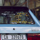 穿越西藏走进西藏地图贴 秋名赛道贴 反光后挡车贴 后窗汽车贴纸