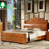 实木橡木床1.5m米1.8m米单双人婚床木质木头木制床防潮上下可调床