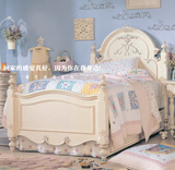 欧式古典实木床白色简约现代雕花女孩公主床白色法式儿童定制家具