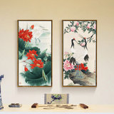 中式水墨画客厅装饰画有框画现代简约沙发背景墙画挂画壁画两联画