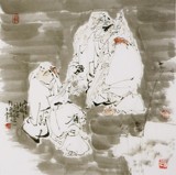 【传世书画】名家王西京风格人物画【14】国画字画 手绘 四尺斗方