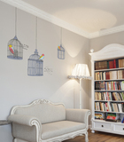 韩国自粘墙贴纸 书房卧室背景墙贴画 可移除 家居装饰画 复古鸟笼
