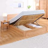 日式实木床1.8双人床婚床北欧宜家储物高箱橡木床简约现代  特价