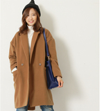 冬装2015新款韩版毛呢外套女宽松中长款加厚学生直筒羊绒呢子大衣