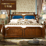 美式欧式实木家具简约乡村风格全实木进口白蜡木真皮双人床床头柜