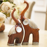东南亚树脂情侣象对象工艺品客厅摆件家居饰品新房装饰品大象摆件