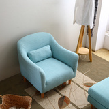 索曼日式简约客厅单人沙发设计师蓝色个性创意小户型卧室休闲布艺