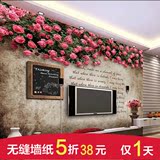 无缝3d立体墙纸壁纸客厅电视背景墙欧式大型壁画无纺布蔷薇玫瑰花