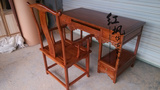 中式三斗实木电脑桌 实榆木简易办公桌 写字台 明清古典仿古家具