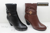 新款金猴皮鞋专柜正品女棉鞋短靴 M48028A黑 M48028B棕