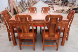 红木家具餐桌花梨木方桌明清实木长方形四方桌仿古古典象头餐桌