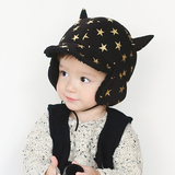 韩版婴儿帽子3-6-12个月秋冬女宝宝帽子1-2岁男加绒护耳帽套头帽