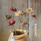 【荷韵】植物艺术干花莲花荷花红色家居会所摆设艺术干花拍摄道具