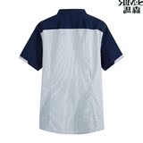 森马短袖衬衫 2016夏装新款 男士方领拼接直筒男装衬衣韩版潮学生