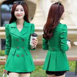 2016春秋季女装韩版气质短款风衣外套修身女士双排扣显瘦中款风衣