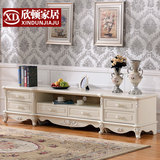 欧式电视柜茶几组合套装 法式小户型白色烤漆实木客厅矮地柜家具