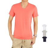 Calvin Klein CK男士修身弹性棉V领短袖T恤打底衫 美国代购 正品