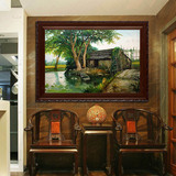 客厅中式画中国农村风景油画 茶馆装饰画书房壁画有框画纯手绘